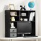 3-Tier Desktop Bookshelf Wood Storage Organizer with Fabric Drawers for Office Home Dorm